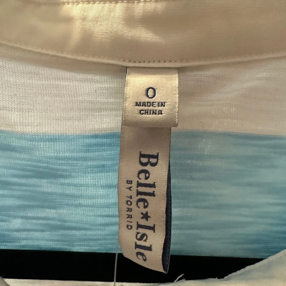 Torrid Belle Isle Cotton Collared Polo Top Blue Stripes Size 0X Large NWT - Picture 4 of 13